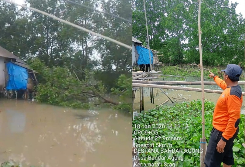 Gotong Royong Cepat Tanggulangi Dampak Angin Kencang di Bandar Agung